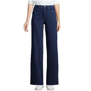 LANDSEND NWOT Women’s R Sport Knit High Waisted Wide Leg Stretch Denim Pants